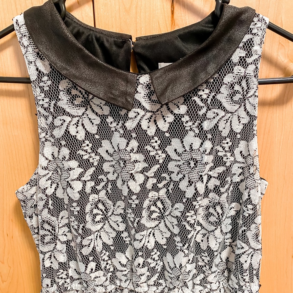 Black and White Lace Dress A-Line Medium